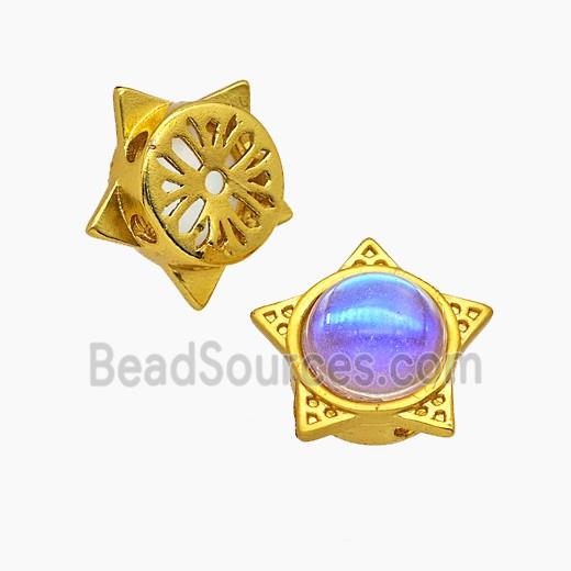 Copper Star Beads Pave Resin Gold Plated