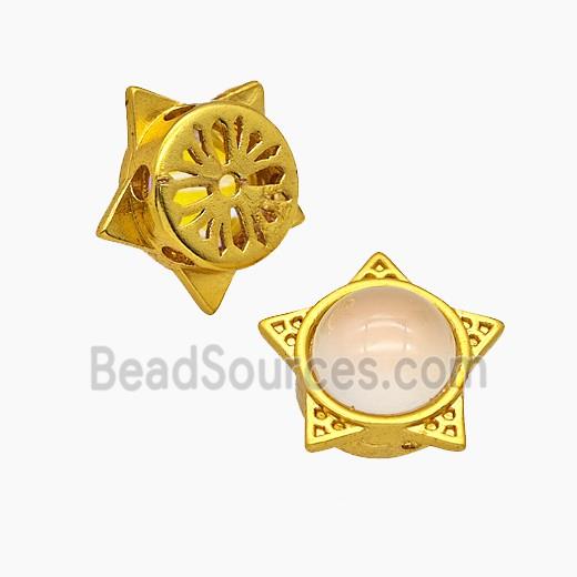 Copper Star Beads Pave Resin Gold Plated