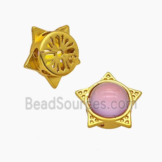 Copper Star Beads Pave Resin Gold Plated