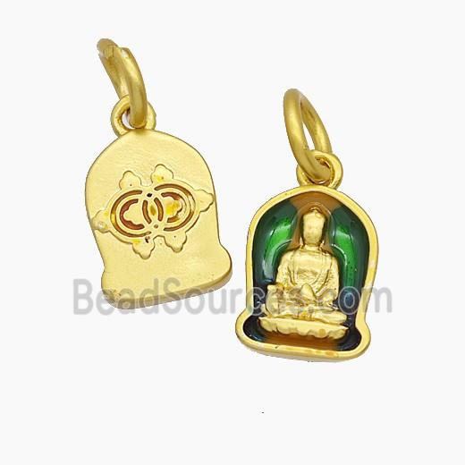 Copper Buddha Pendant Enamel Buddhist Gold Plated