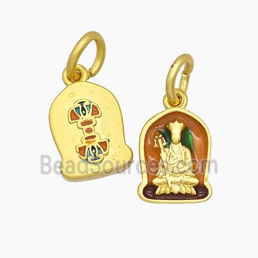 Copper Buddha Pendant Enamel Buddhist Gold Plated