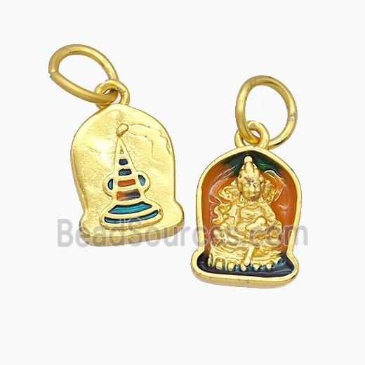 Copper Buddha Pendant Enamel Buddhist Gold Plated