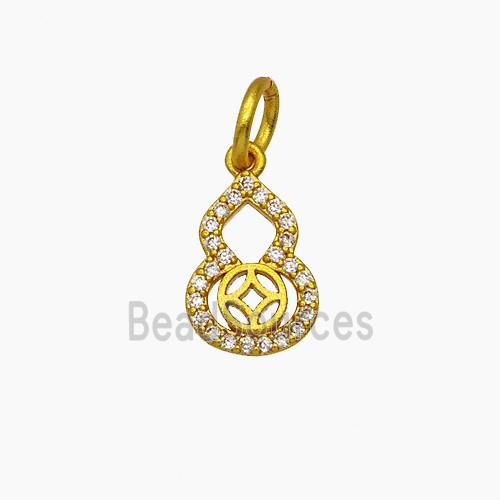 Copper Gourd Pendant Pave Zirconia Buddhist Gold Plated