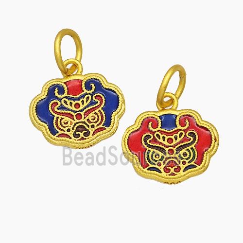 Copper Lucky Cloud Lock Pendant Painted Gold Plated