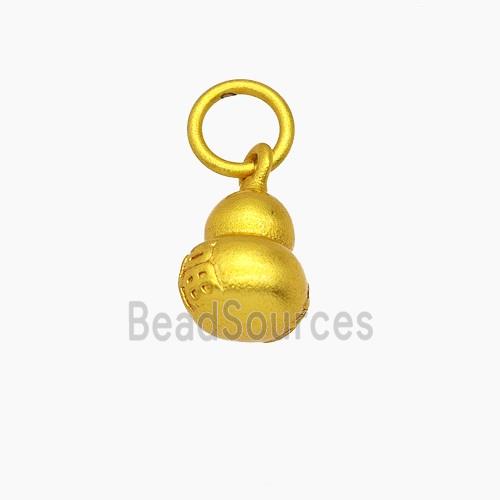 Chinese Lucky Gourd Charms Copper Pendant Fu Matte Gold Plated