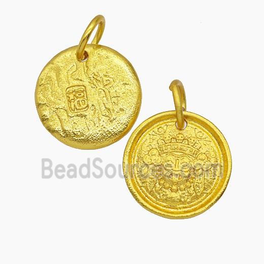 Chinese Caishen Charms Copper Pendant Gold Plated