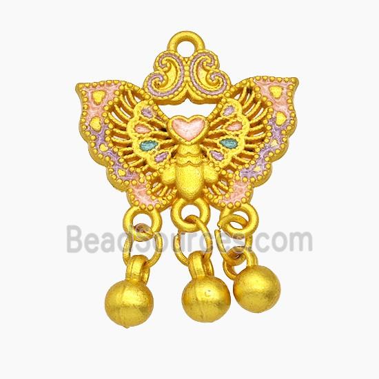 Copper Butterfly Pendant Painted Gold Plated