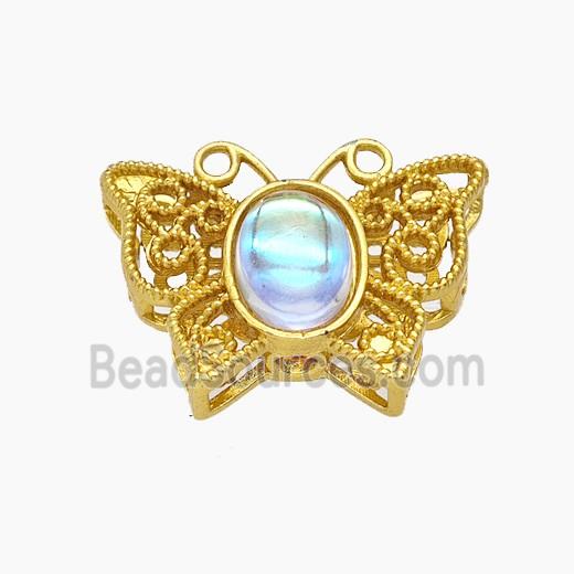 Copper Butterfly Beads Pave Resin Gold Plated