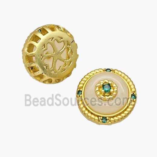 Copper Button Beads Pave Resin Gold Plated