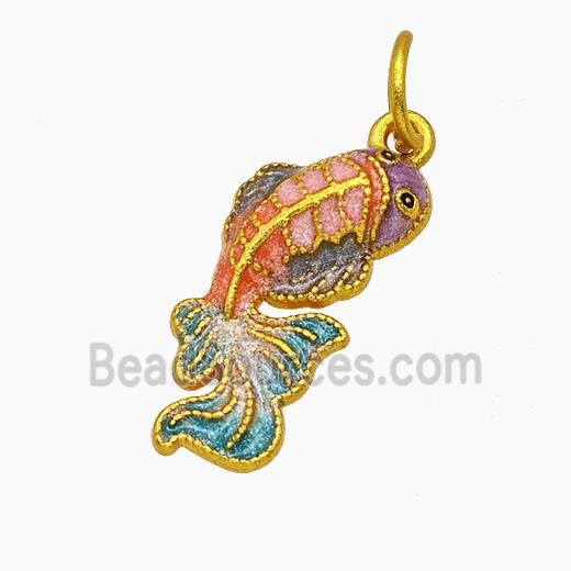 Copper Fish Pendant Painted Gold Plated