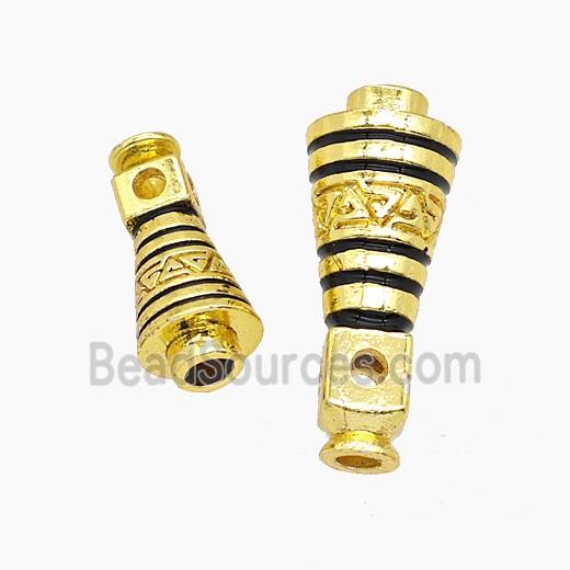Copper Guru Beads Black Enamel Gold Plated