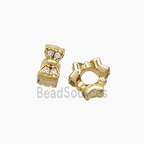 Copper Butterfly Beads Pave Zirconia Gold Plated