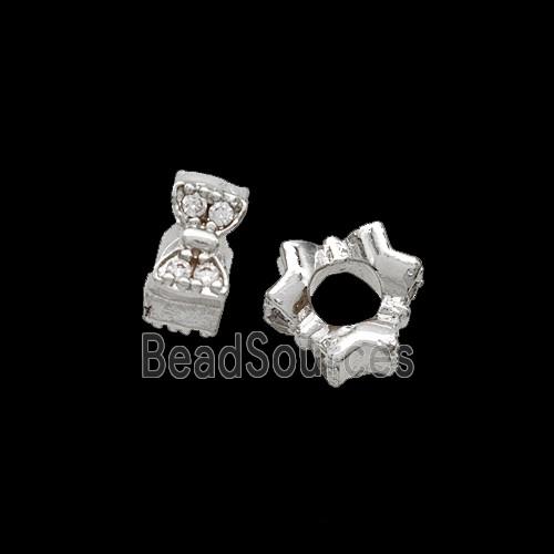 Copper Butterfly Beads Pave Zirconia Shiny Silver