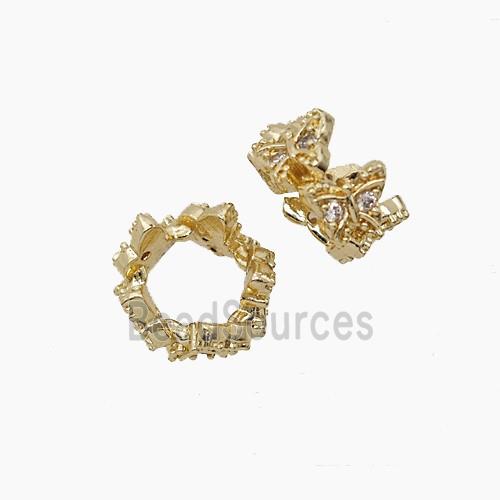 Copper Butterfly Beads Pave Zirconia Gold Plated