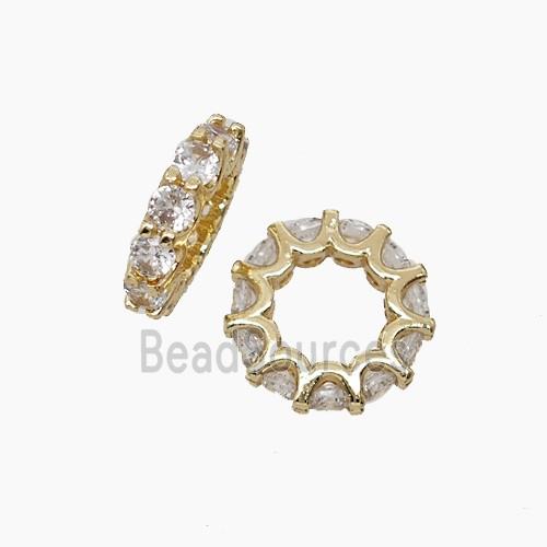 Copper Circle Beads Pave Zirconia Gold Plated