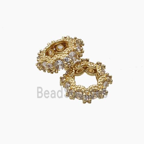 Copper Circle Beads Pave Zirconia Gold Plated