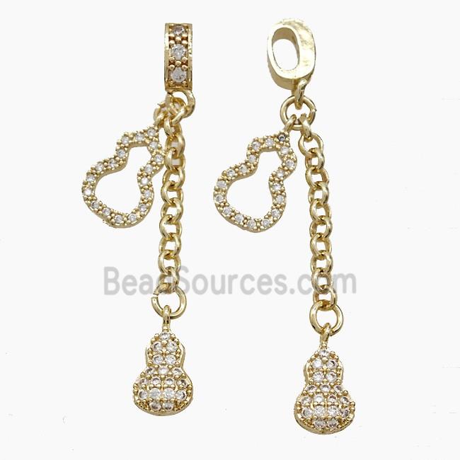 Copper Gourd Pendant Pave Zirconia Gold Plated