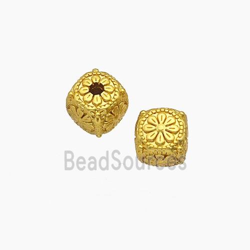 Copper Cube Beads Flower Gold Plated