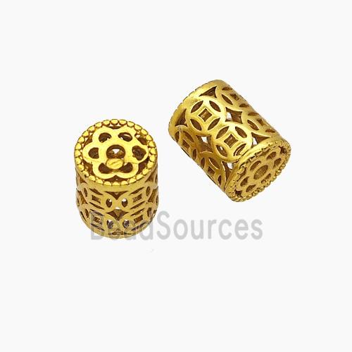 Copper Tube Beads Column Gold Plated