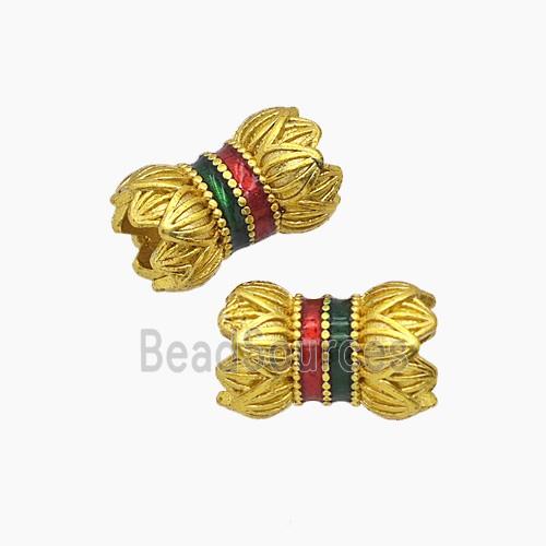 Copper Lotus Beads Painted Gold Plated