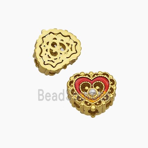 Copper Heart Beads Painted Gold Plated