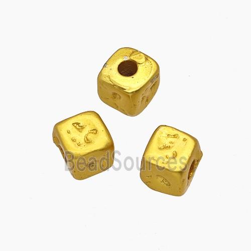 Copper Cube Beads Gold Plated