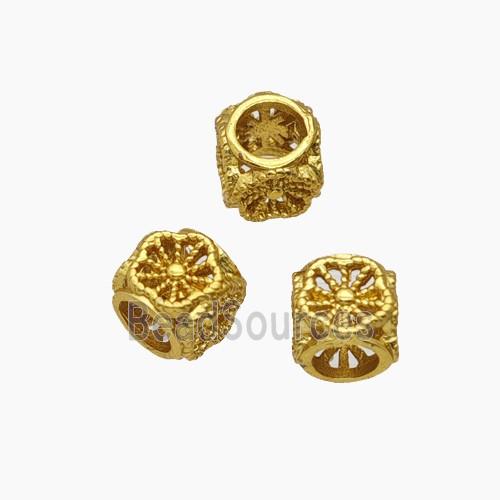 Copper Cube Beads Large Hole Gold Plated