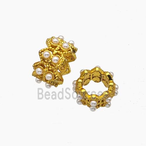 Copper Tube Beads Pave Resin Large Hole Gold Plated