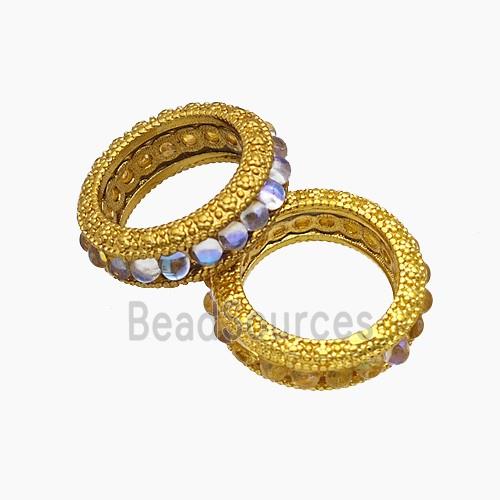 Copper Circle Beads Pave Resin Gold Plated