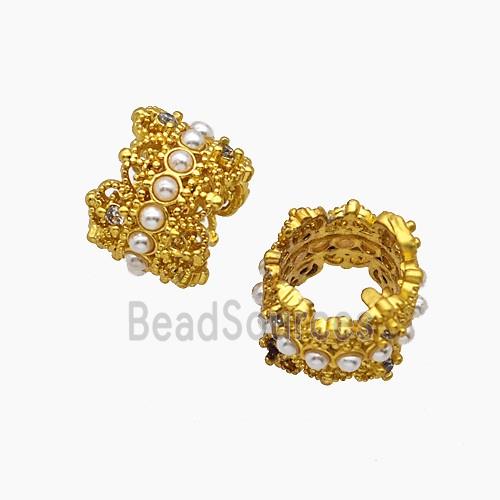 Copper Tube Beads Pave Resin Large Hole Gold Plated