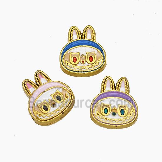 Copper Rabbit Beads Enamel Gold Plated Mixed