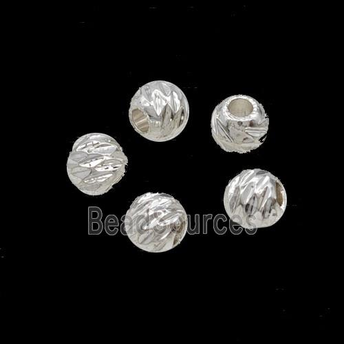 Copper Round Beads Shiny Silver