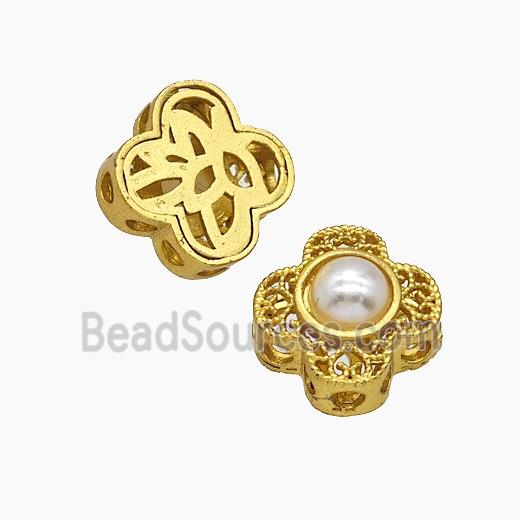 Copper Cross Beads Pave Resin Gold Plated