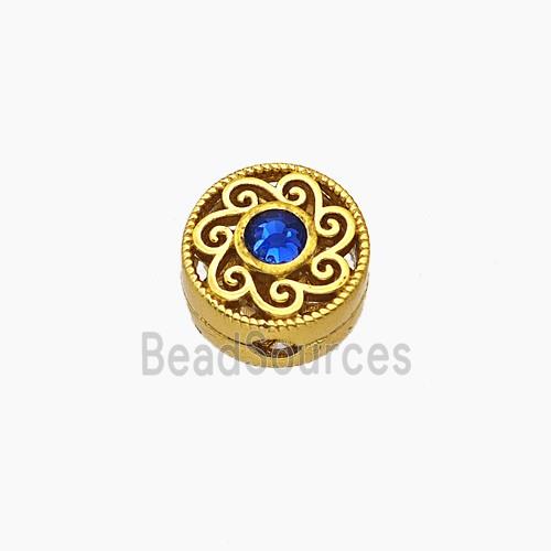 Copper Button Beads Pave Crystal Gold Plated