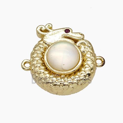 Copper Dragon Connector Pave Catseye Gold Plated