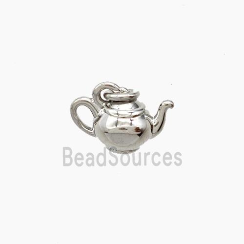 Copper Teapot Pendant Platinum Plated