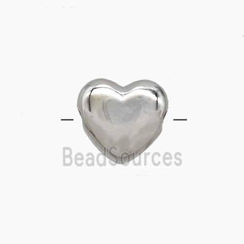 Copper Heart Beads Platinum Plated
