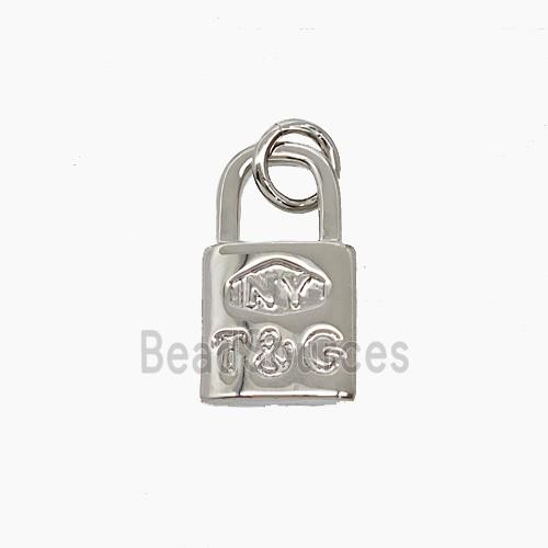 Copper Lock Pendant Platinum Plated