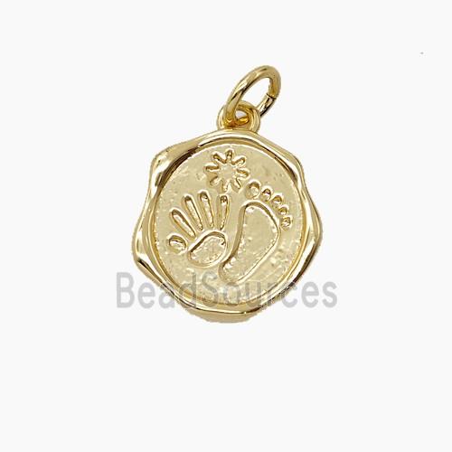 Copper Hand And Foot Pendant Sun Gold Plated