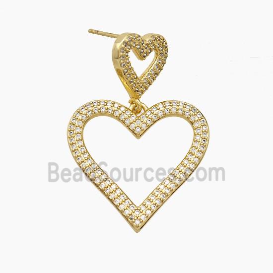 Copper Heart Stud Earrings 18K Gold Plated