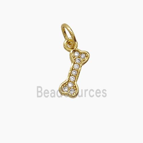 Copper Dogbone Pendant Pave Zirconia 18K Gold Plated
