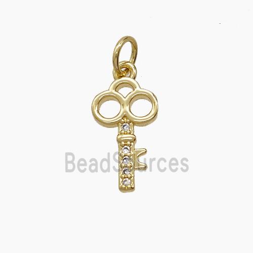Copper Key Pendant Pave Zirconia 18K Gold Plated