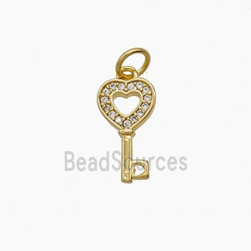 Copper Key Pendant Pave Zirconia 18K Gold Plated