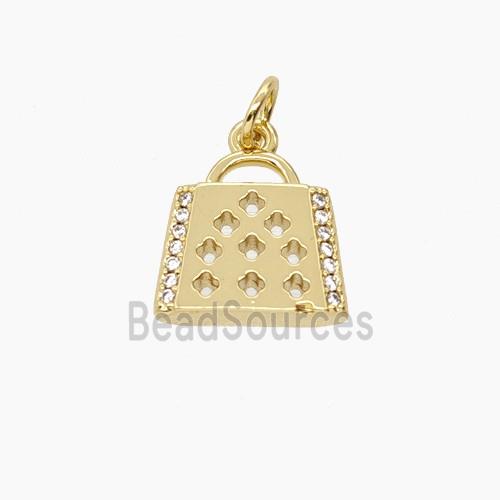 Copper Handbag Pendant Pave Zirconia 18K Gold Plated