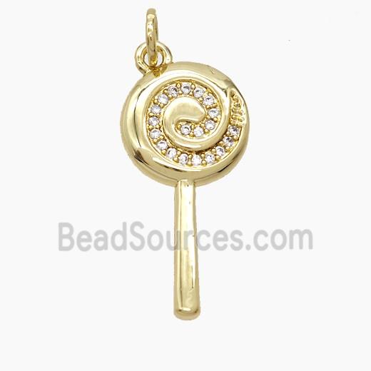 Copper Lollipop Pendant Pave Zirconia 18K Gold Plated