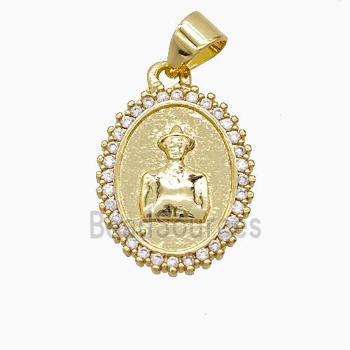Copper Pendant Pave Zircon Jose Gregorio Hernandez 18K Gold Plated