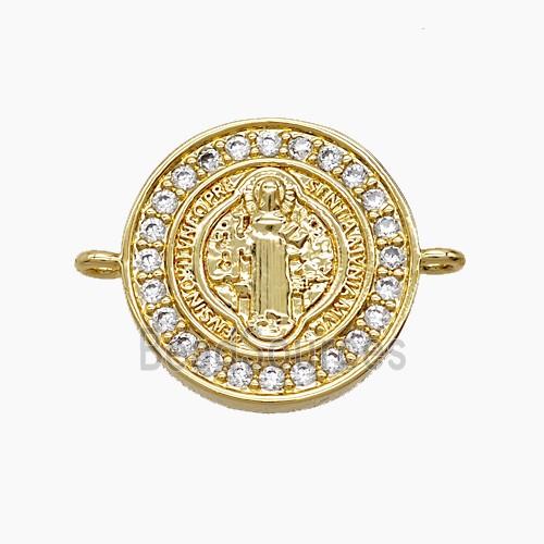Copper Jesus Connector Pave Zirconia 18K Gold Plated