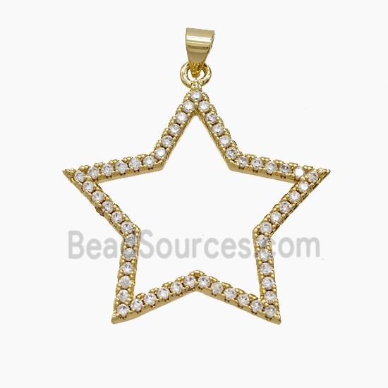 Copper Star Pendant Pave Zirconia 18K Gold Plated