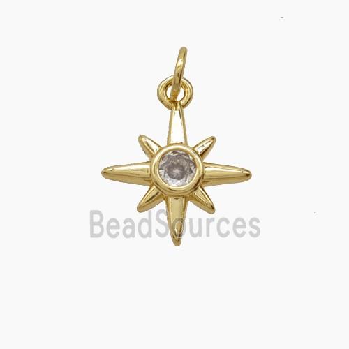 Copper Northstar Pendant Pave Zirconia 18K Gold Plated