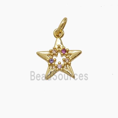 Copper Star Pendant Pave Zirconia 18K Gold Plated